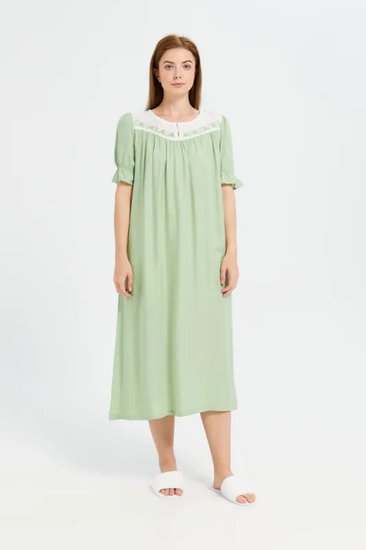 Women Mint Printed Nightgown sold by Redtag