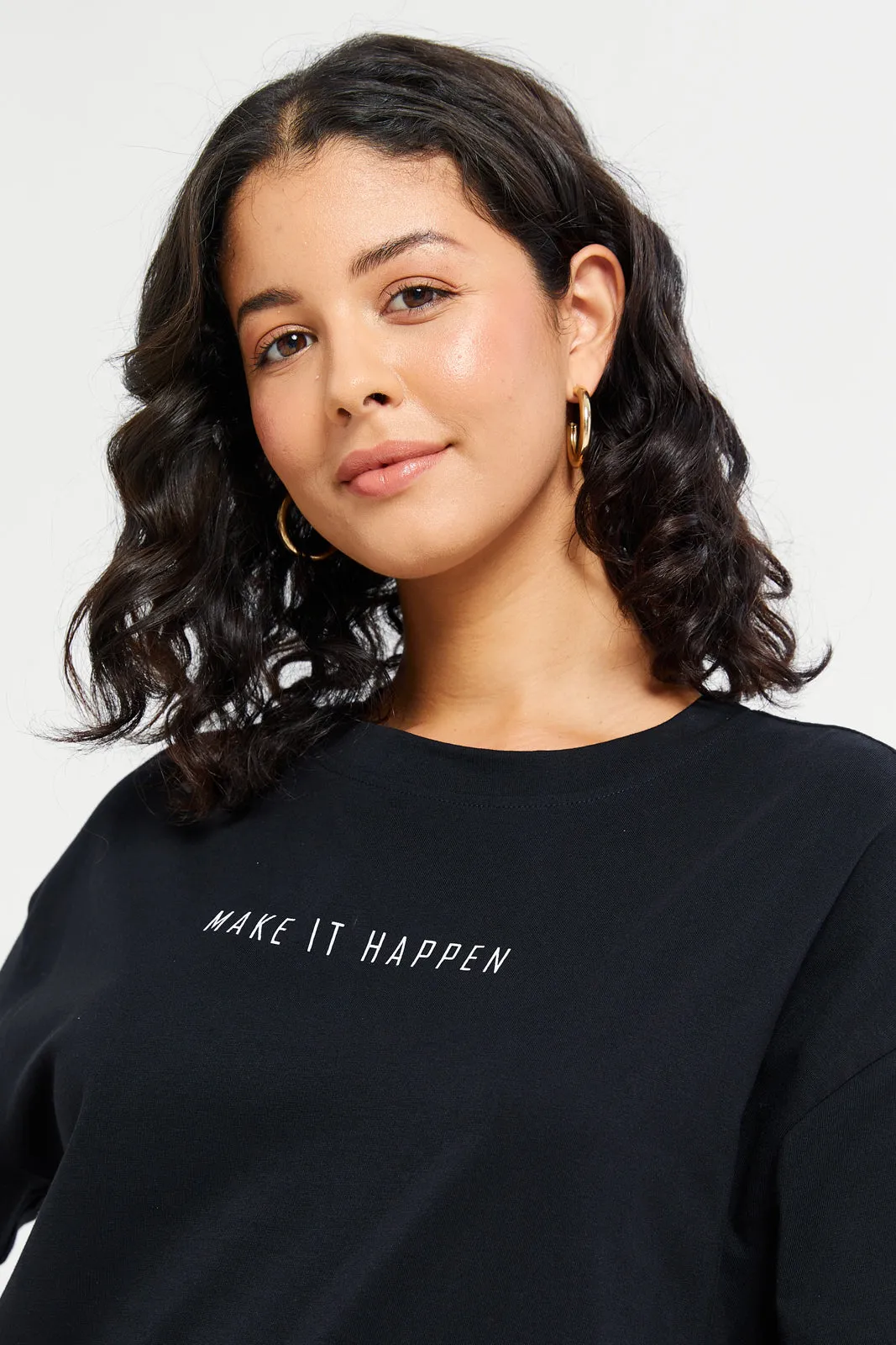 Women Black Printed Active Tshirt sold by Redtag product image thumbnail 4