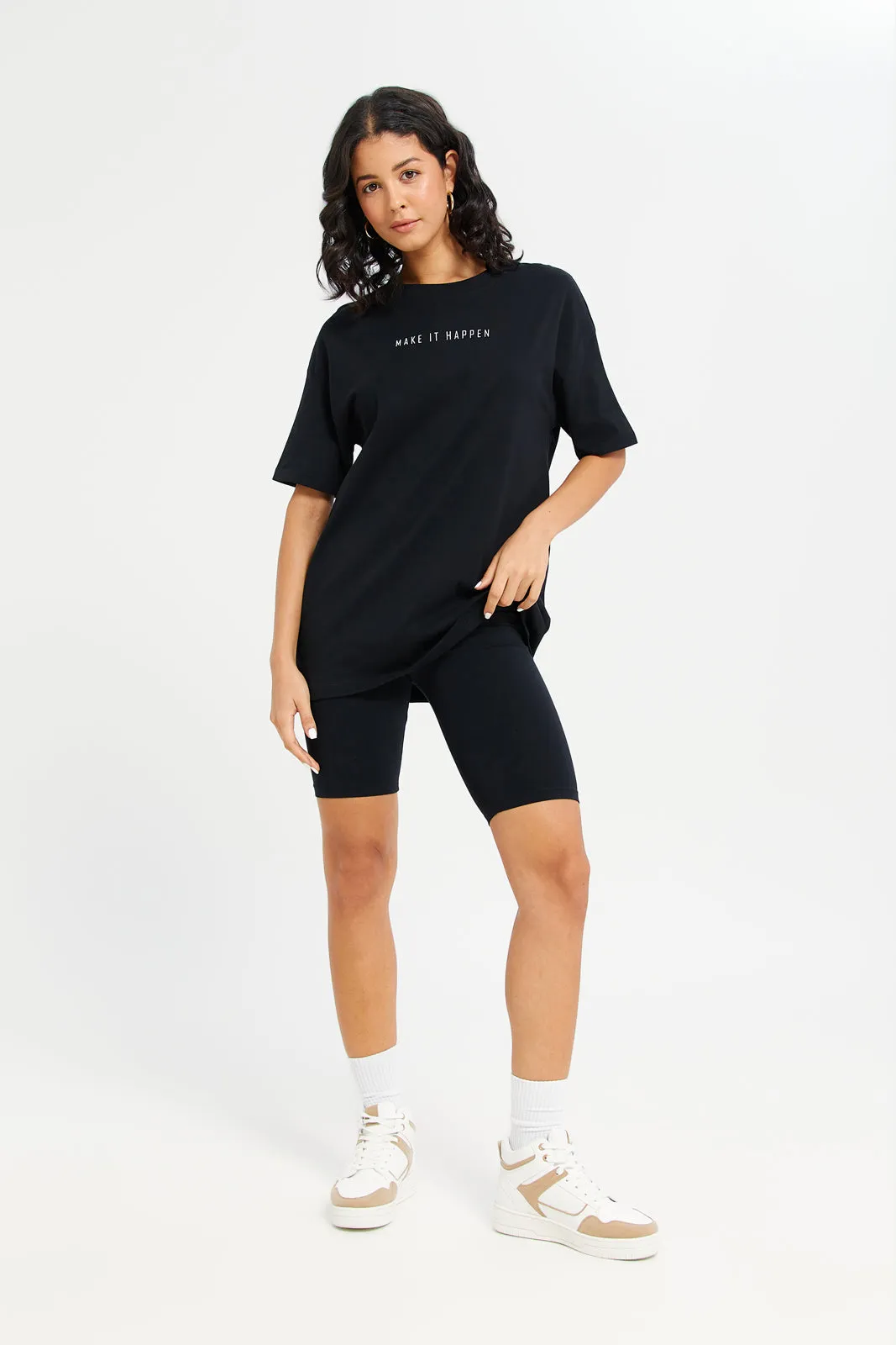 Women Black Printed Active Tshirt sold by Redtag product image thumbnail 2