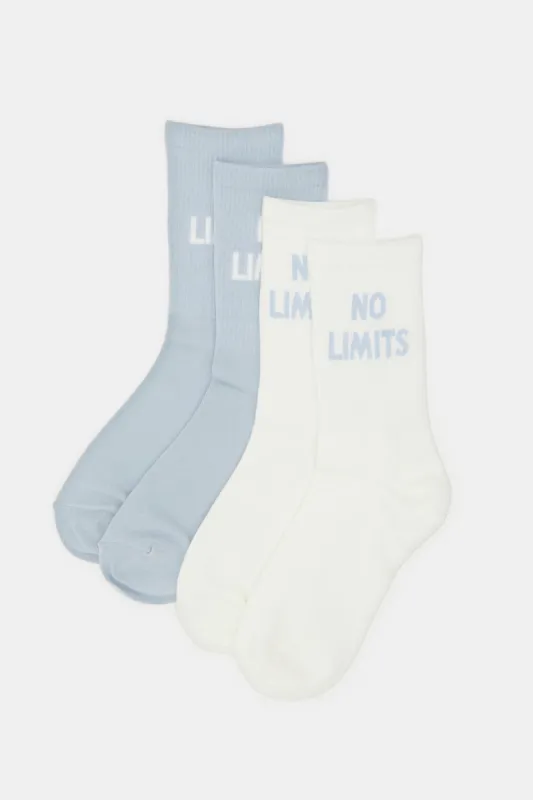 Women White And Blue Sporty Socks (2 Pairs) sold by Redtag
