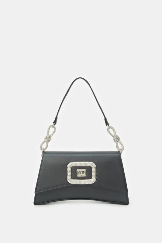 Women Black Embellished Evening Bag sold by Redtag