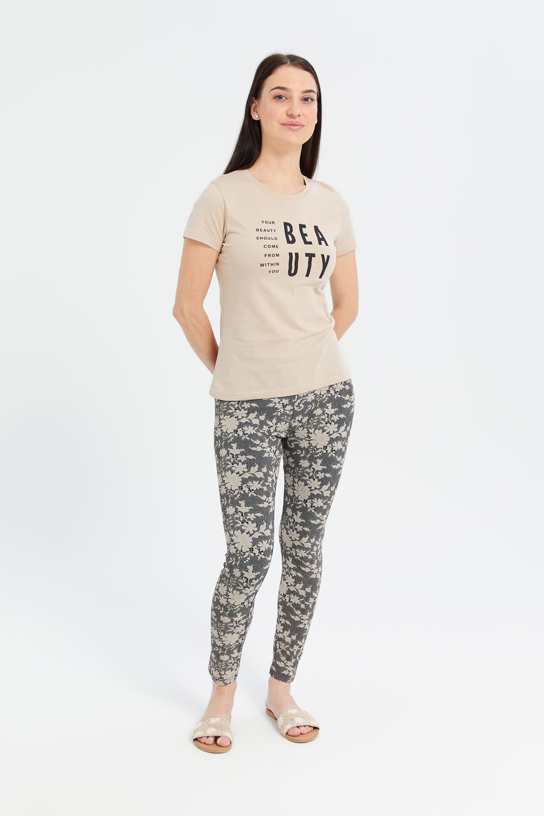 Women Black Printed Leggings sold by Redtag product image thumbnail 2