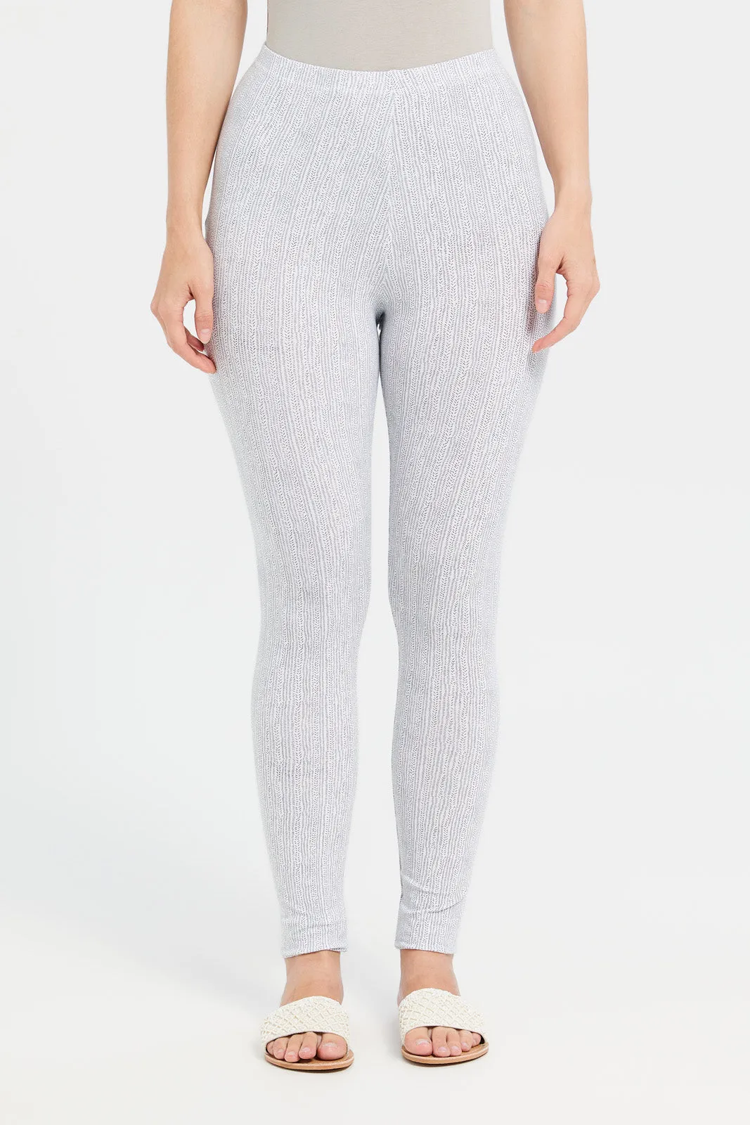 Women White Printed Leggings sold by Redtag