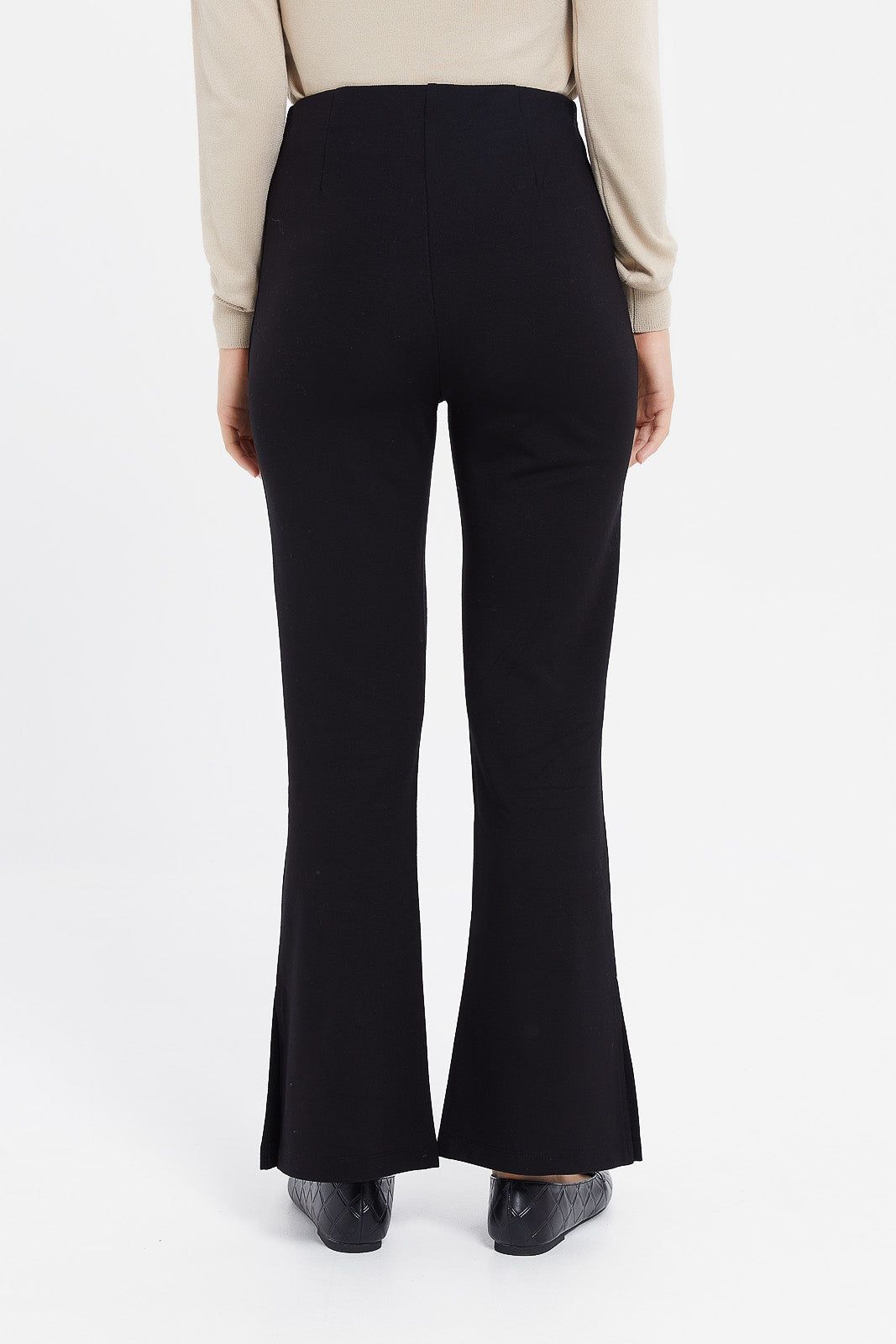 Women Black Fit And Flare Textured Trouser sold by Redtag product image thumbnail 3