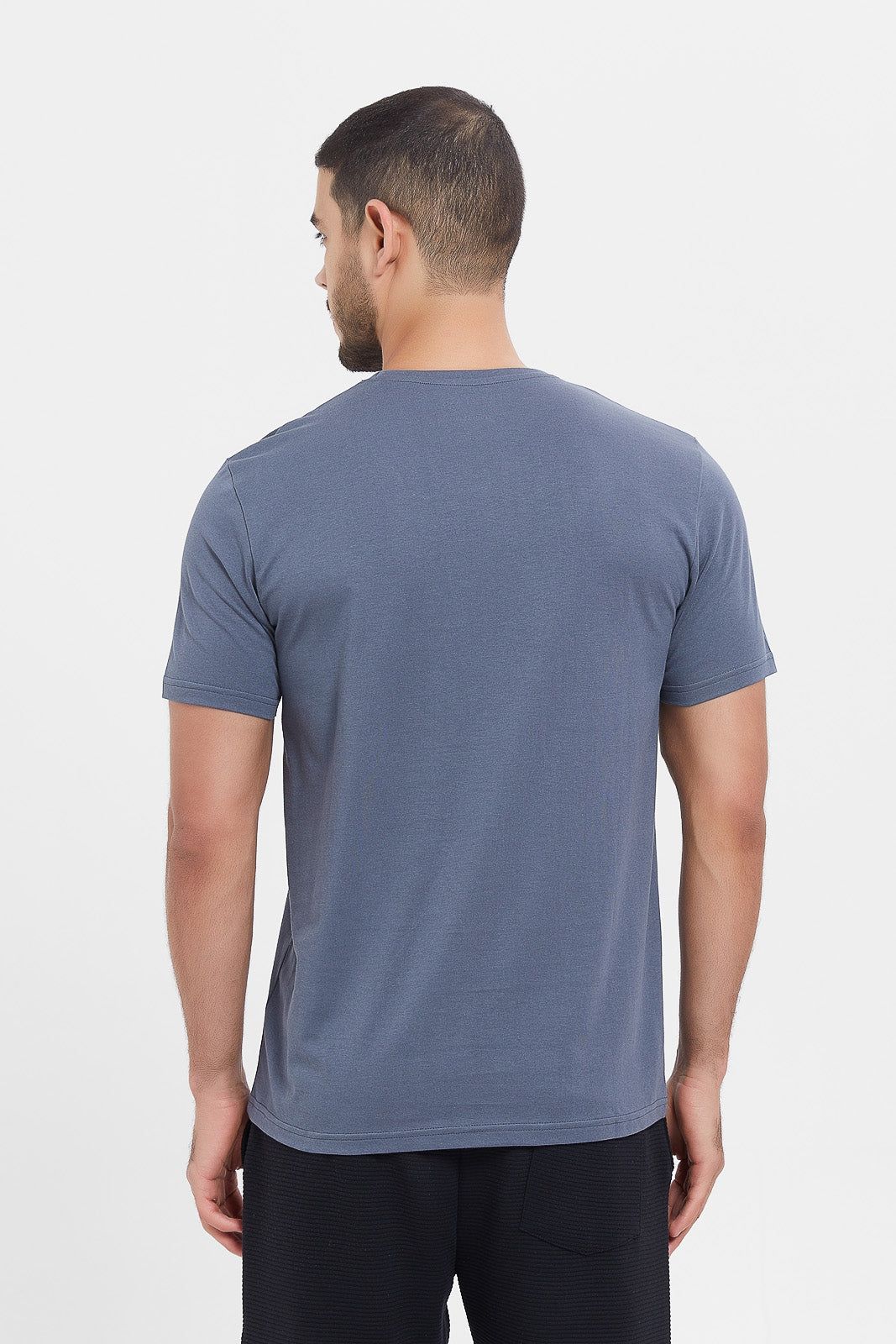 Men Charcoal Plain T-Shirt sold by Redtag product image thumbnail 3