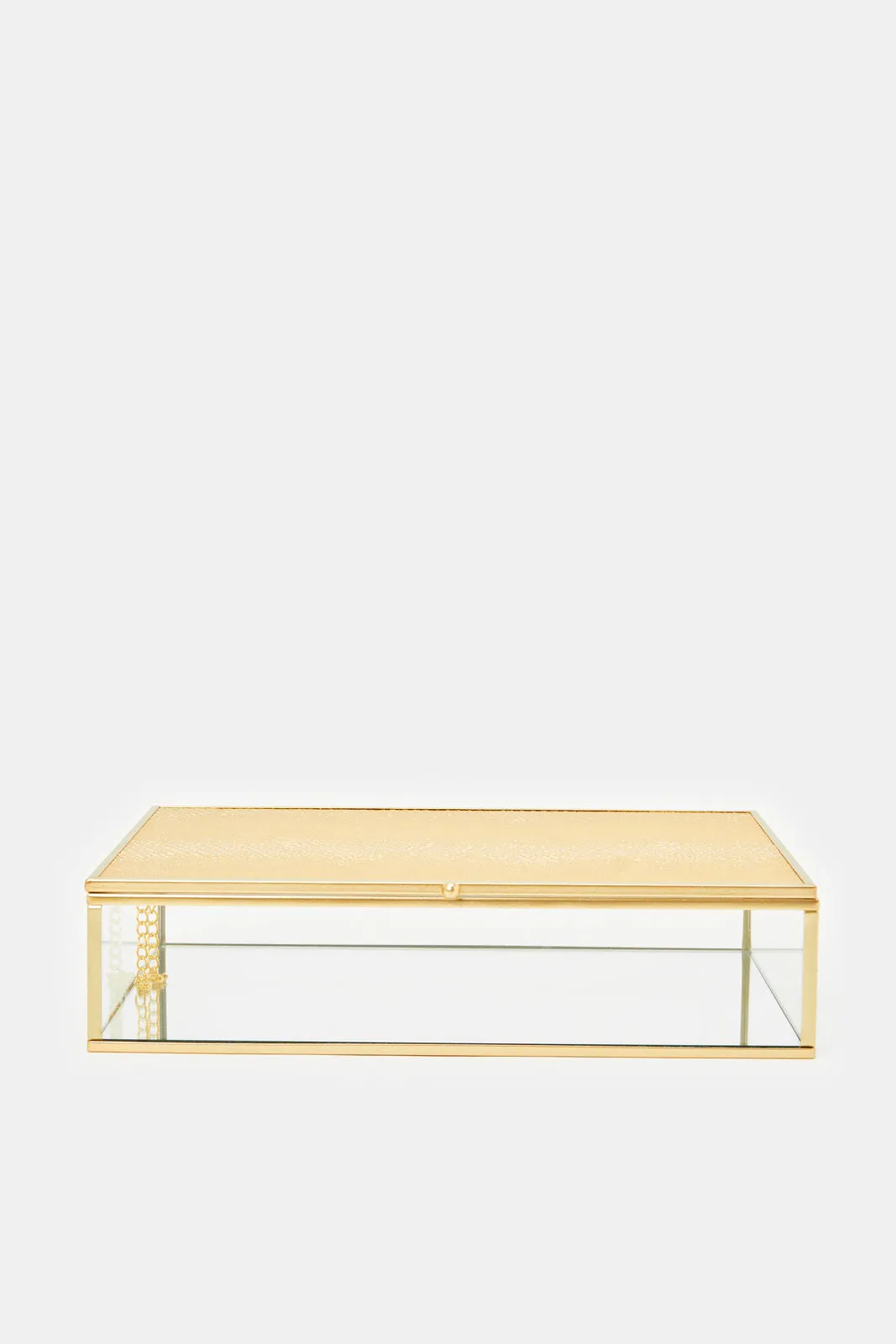 Gold Pu Texture Mirror Jewelry Box sold by Redtag