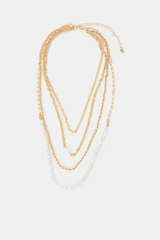Women Gold Layered Necklace sold by Redtag