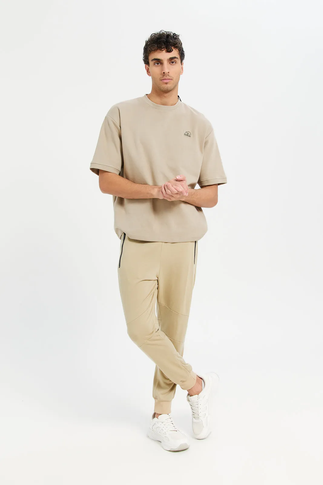 Men Beige Slim Fit Active Pants sold by Redtag product image thumbnail 2