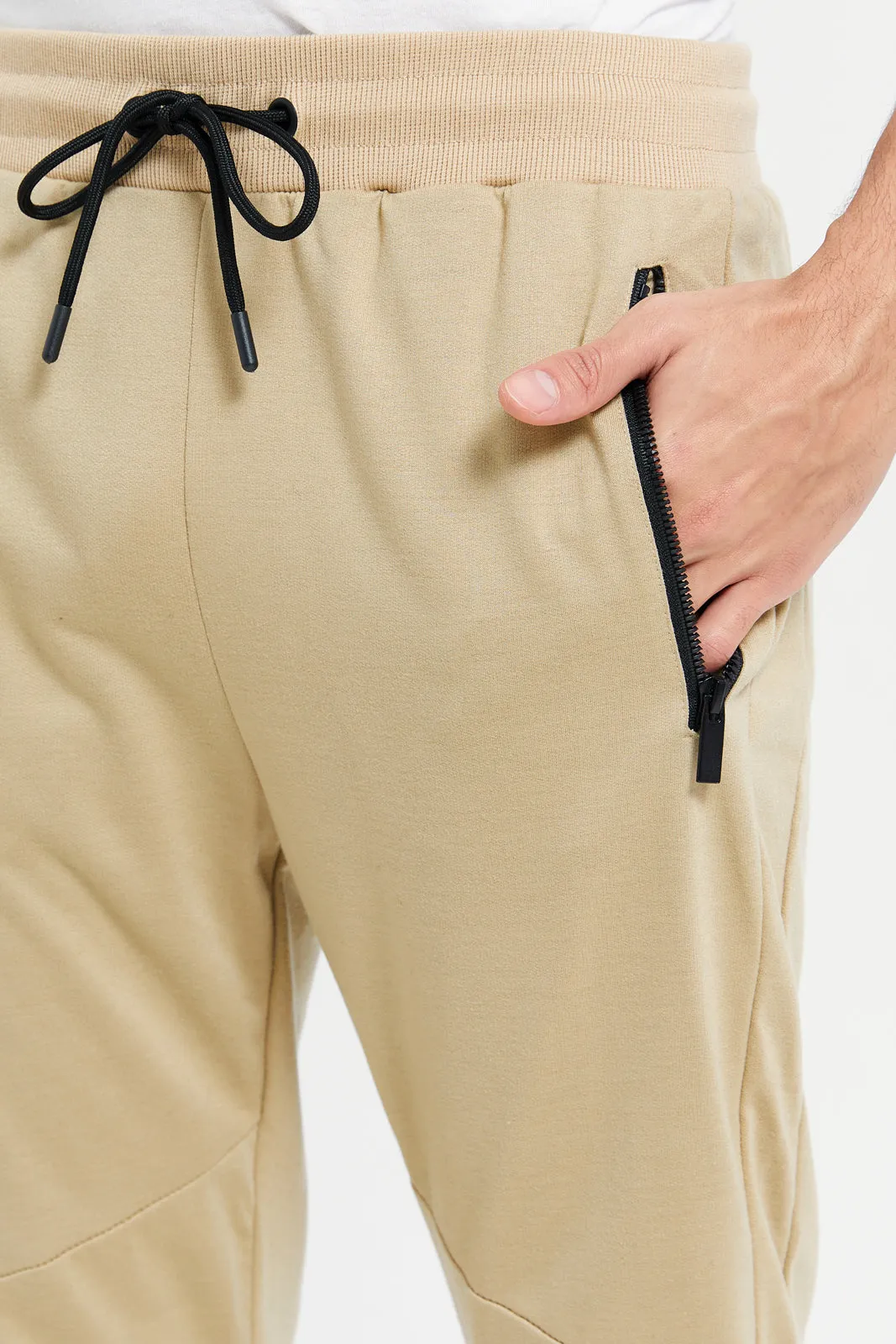 Men Beige Slim Fit Active Pants sold by Redtag product image thumbnail 4