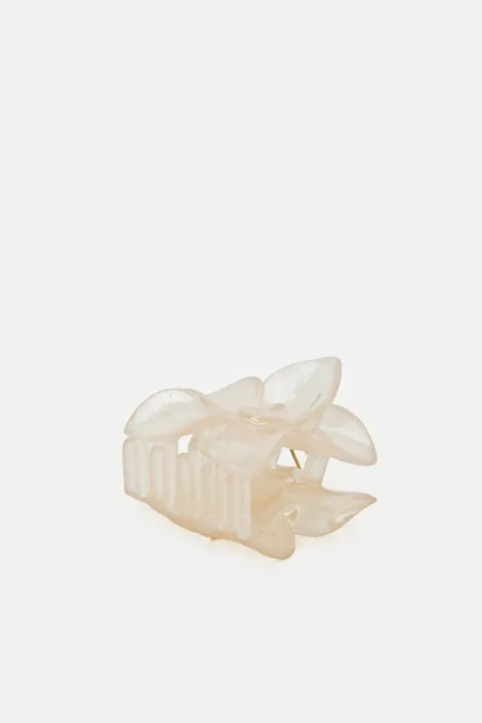 Women Beige Plain Hair Claw sold by Redtag