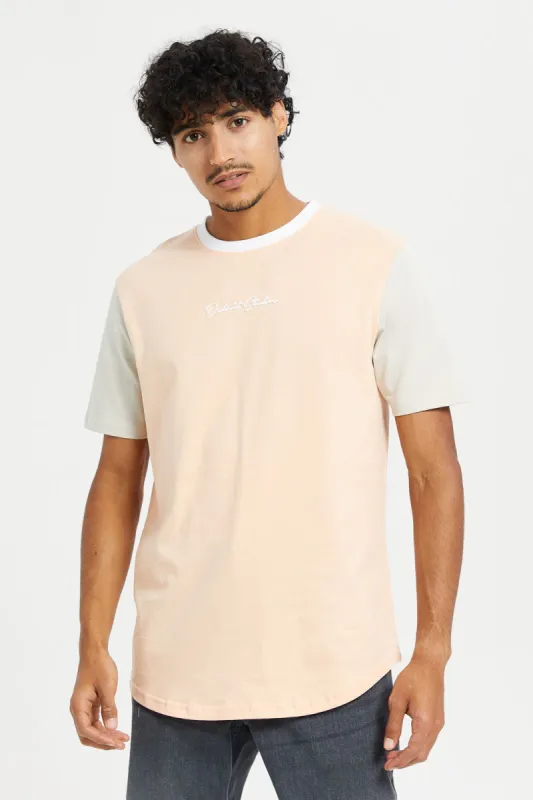 Men Pink And Mint Printed Oversized T-Shirt sold by Redtag