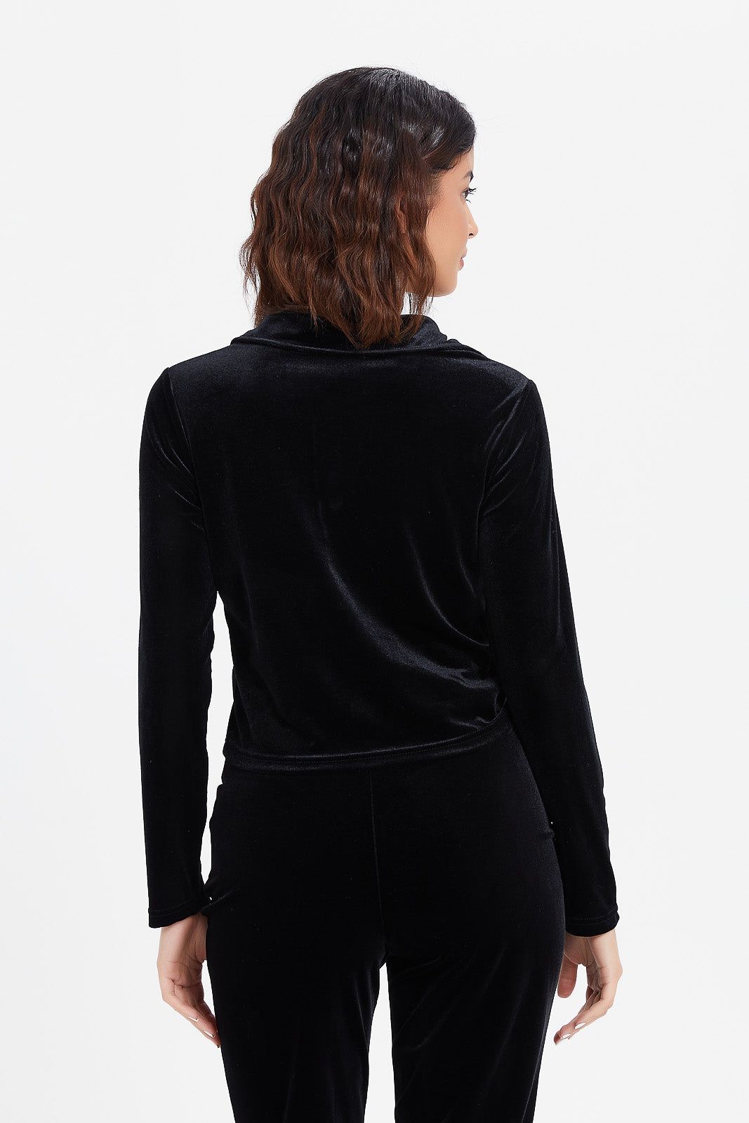 Women Black Velvet Rouched Shirt sold by Redtag product image thumbnail 3
