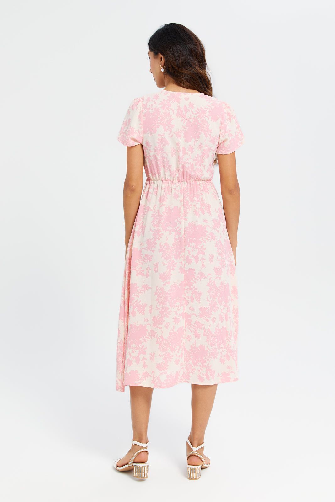 Women Pink And White Printed Midi Dress sold by Redtag product image thumbnail 3