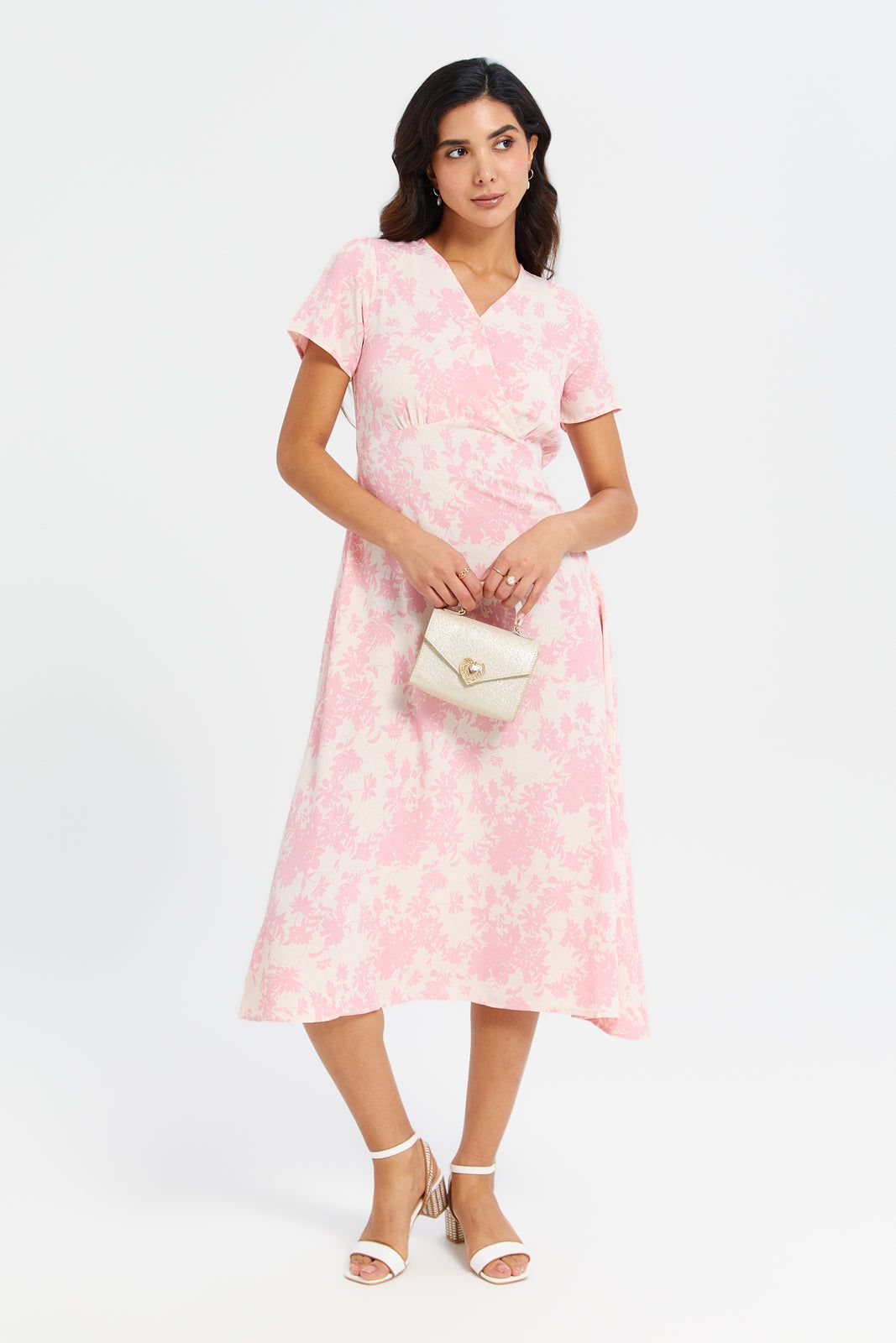 Women Pink And White Printed Midi Dress sold by Redtag product image thumbnail 4