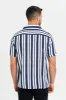 Men White And Navy Striped Resort Shirt sold by Redtag