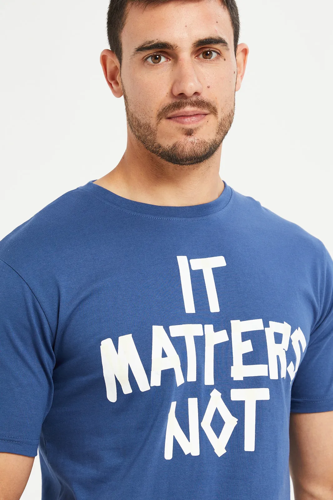 Men Navy Printed Basic T-Shirt sold by Redtag product image thumbnail 4