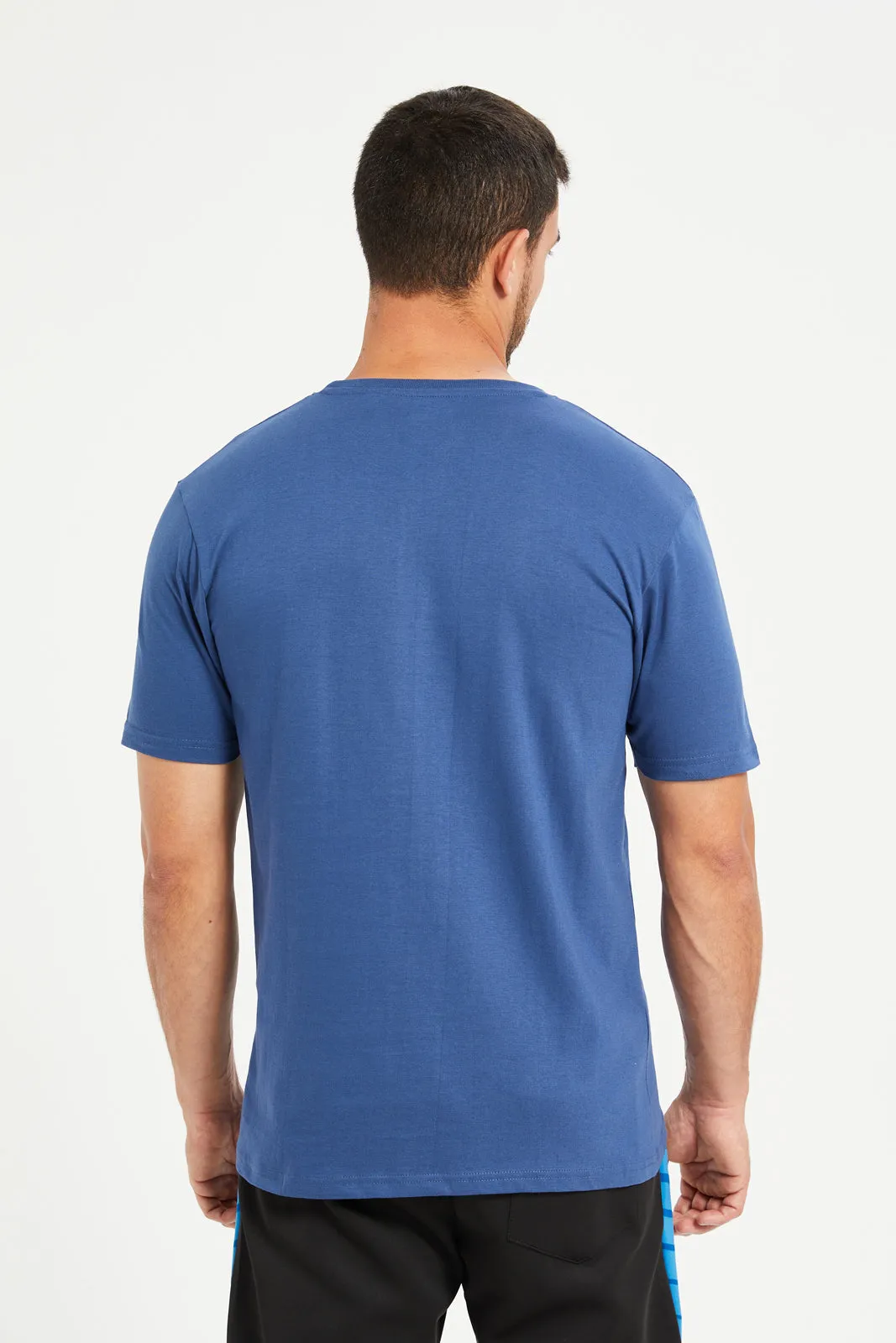 Men Navy Printed Basic T-Shirt sold by Redtag product image thumbnail 3