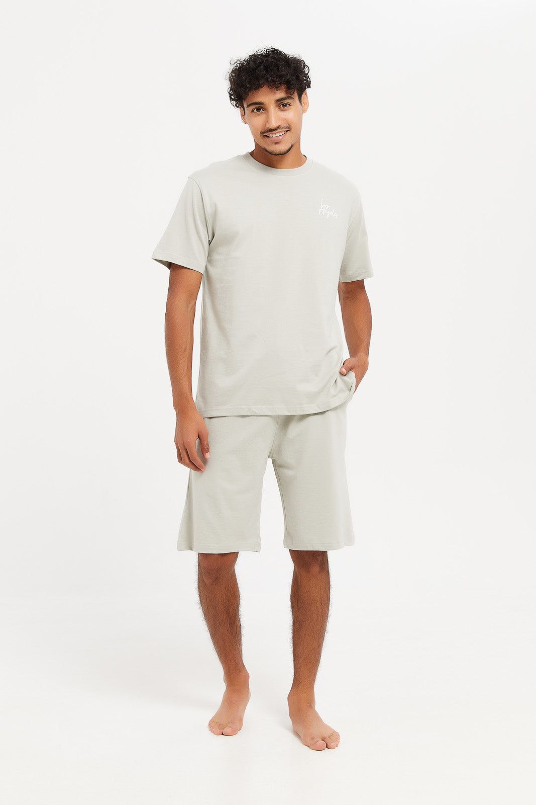 Men Grey Plain Pyjama Set (2 Piece) sold by Redtag
