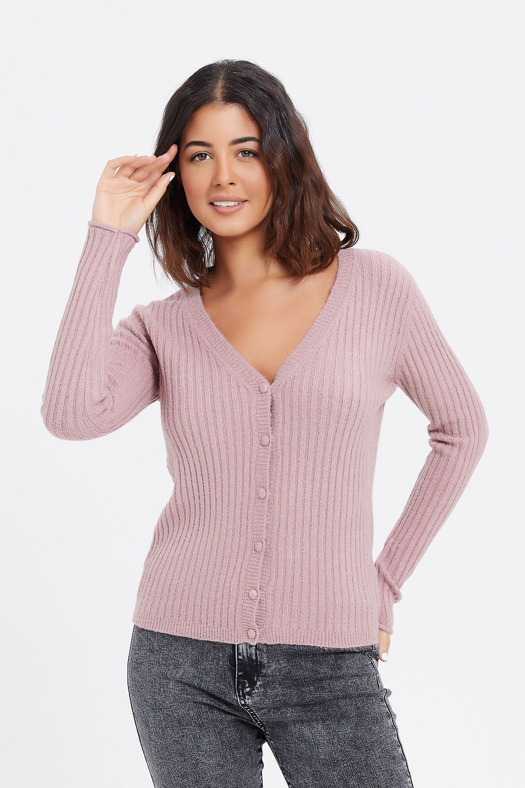 Women Mauve Knitted Cardigan sold by Redtag