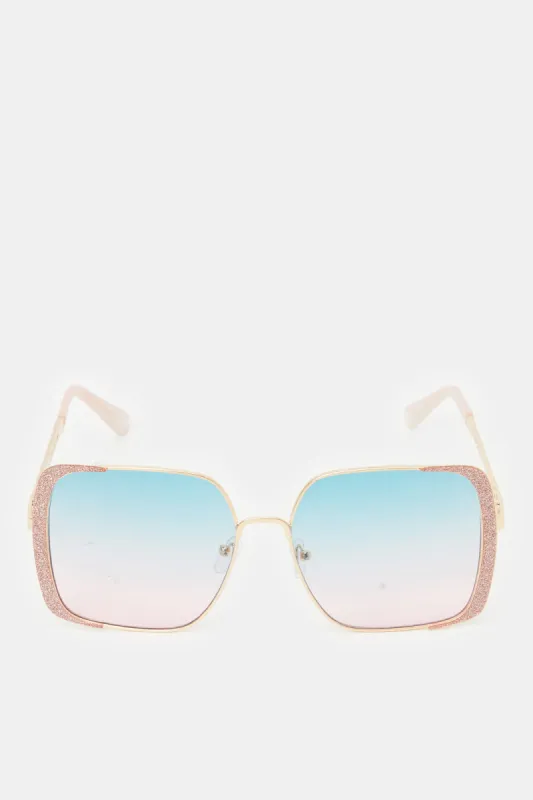 Women Gold Embellished Oversized Sunglasses sold by Redtag