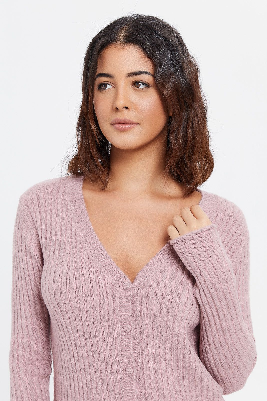 Women Mauve Knitted Cardigan sold by Redtag product image thumbnail 4