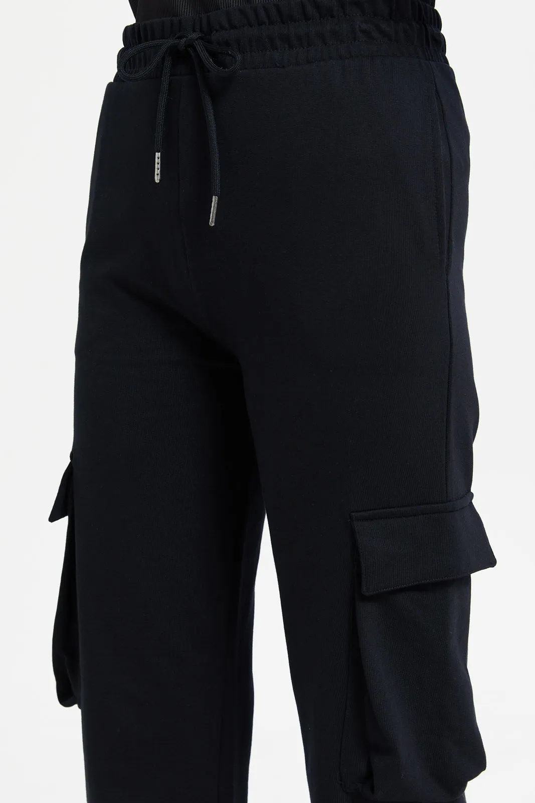 Women Black Straight Leg Pant With Utility Pockets sold by Redtag product image thumbnail 4