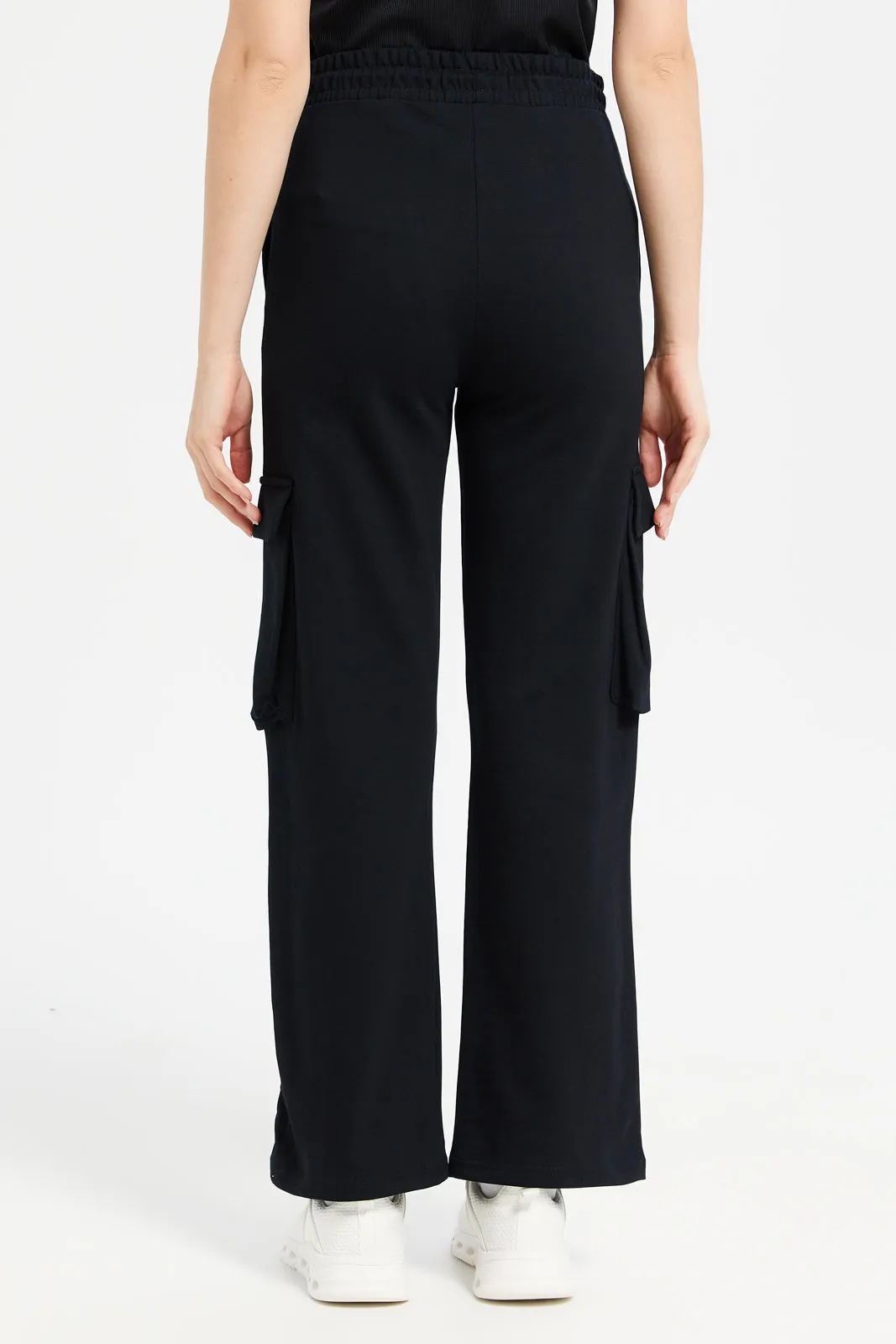 Women Black Straight Leg Pant With Utility Pockets sold by Redtag product image thumbnail 3