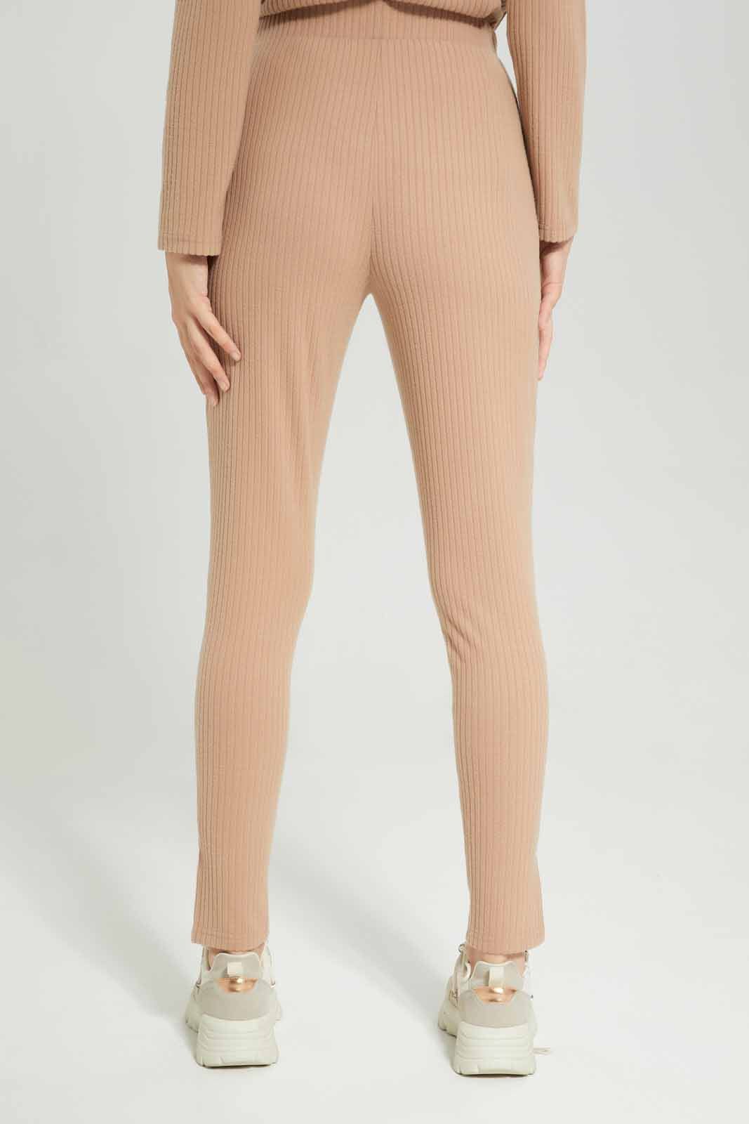 Women Beige Ribbed Lounge Pant sold by Redtag product image thumbnail 4