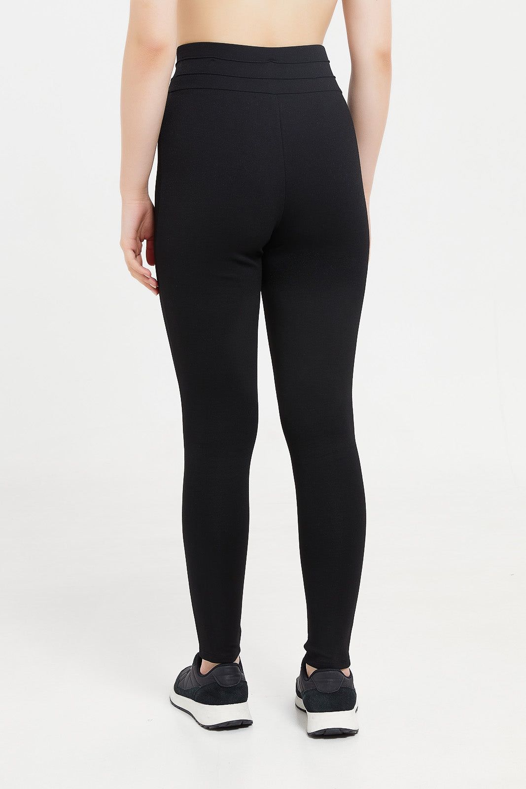 Women Black Ponte Legging With Buttons sold by Redtag product image thumbnail 3