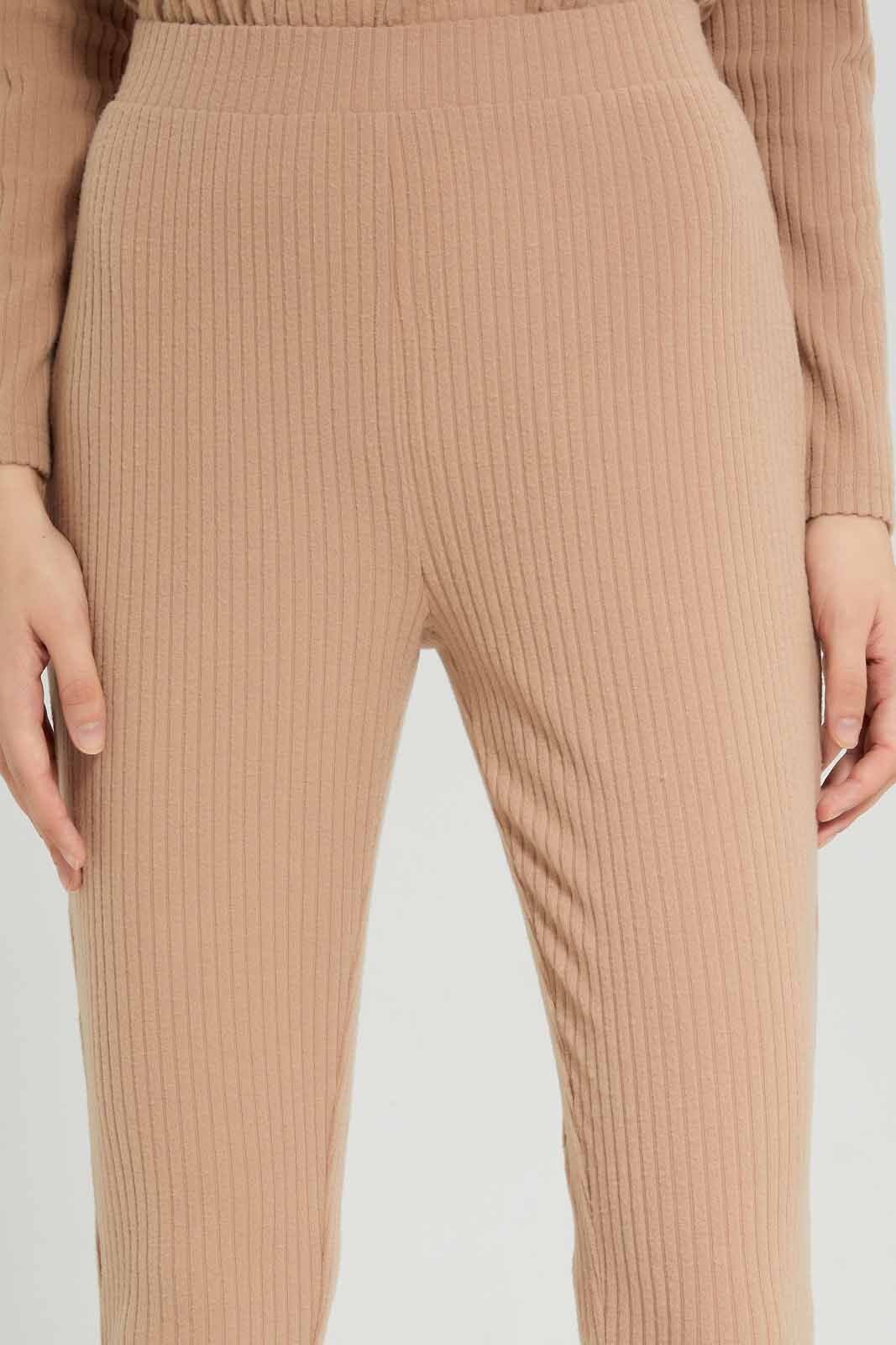 Women Beige Ribbed Lounge Pant sold by Redtag product image thumbnail 3