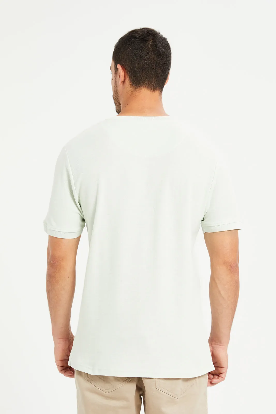 Men Mint Henley Polo Shirt sold by Redtag product image thumbnail 3