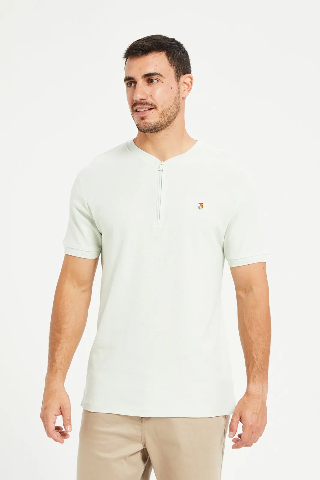 Men Mint Henley Polo Shirt sold by Redtag