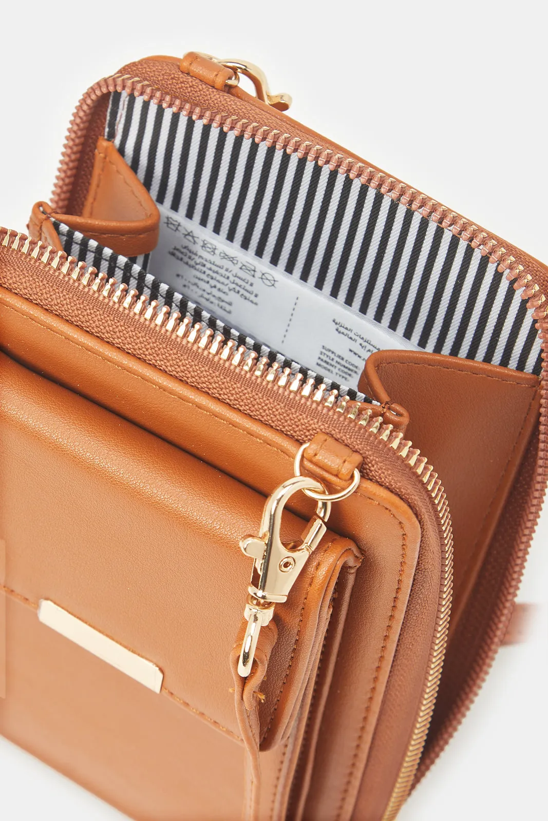 Women Tan Textured Mobile Purse sold by Redtag product image thumbnail 4