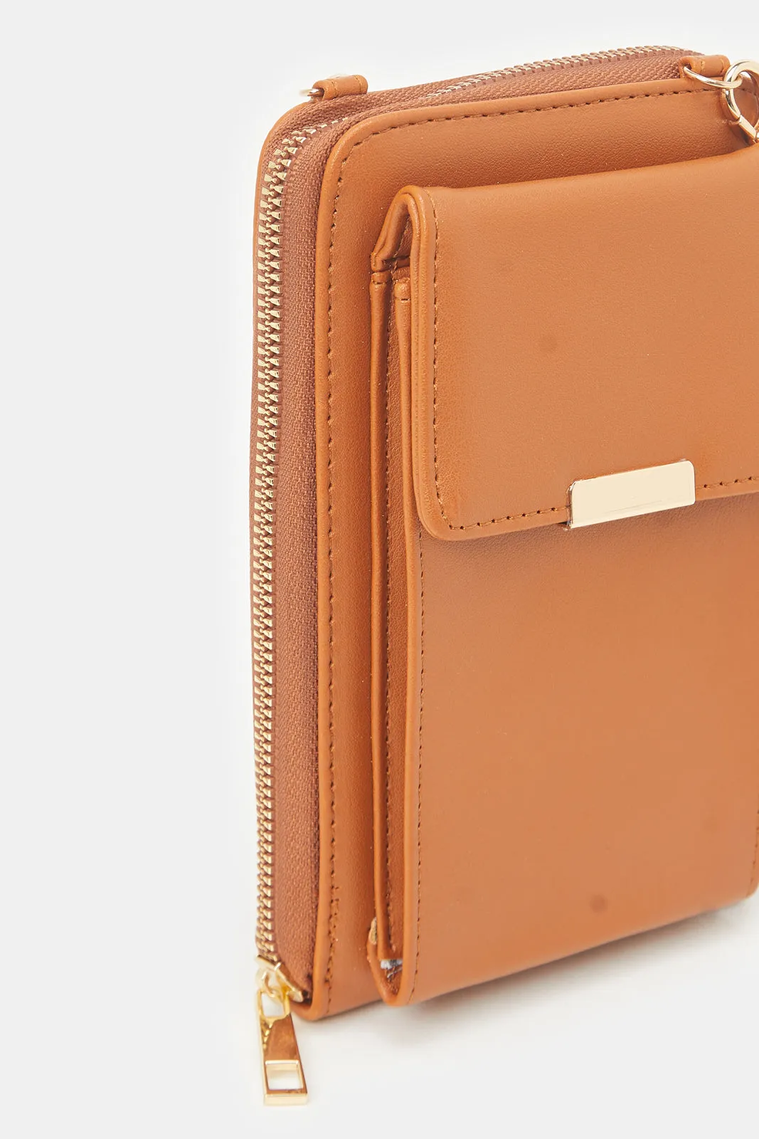 Women Tan Textured Mobile Purse sold by Redtag product image thumbnail 3