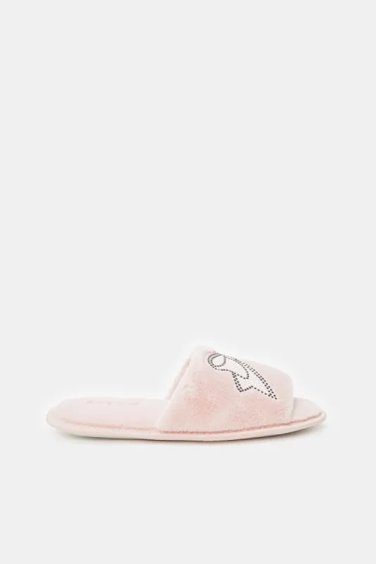 Women Pink Slipper With Bow Trim sold by Redtag