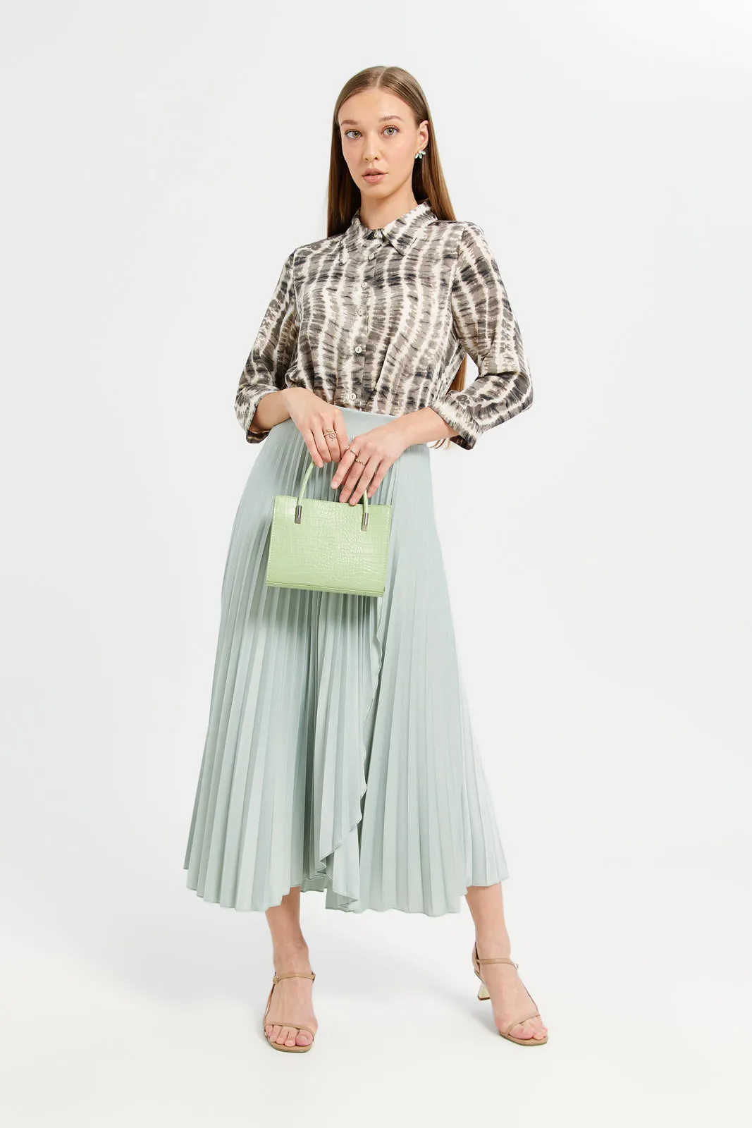 Women Mint Wrap Pleated Skirt sold by Redtag product image thumbnail 2