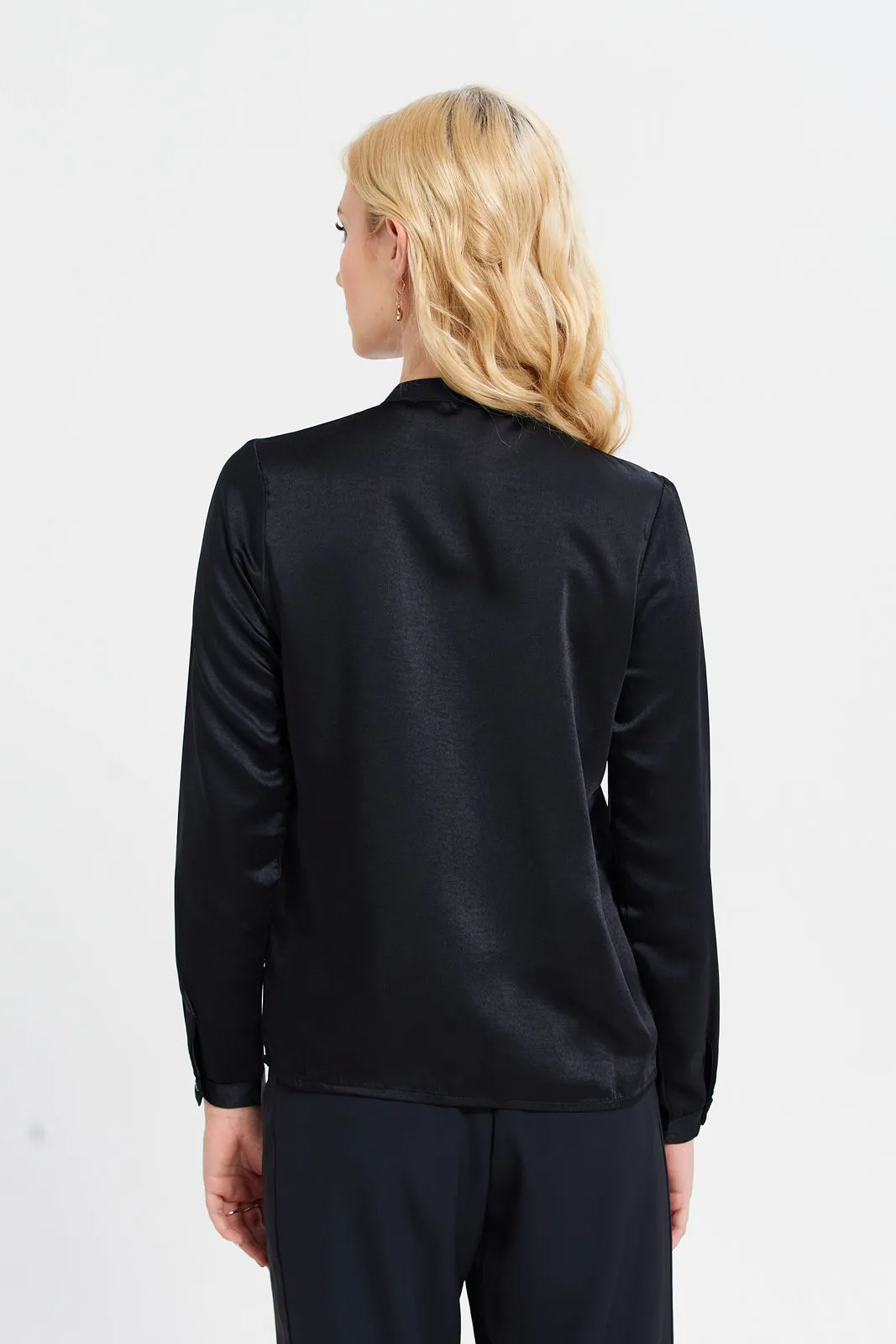 Women Black Bib- Front Shirt Blouse sold by Redtag product image thumbnail 3