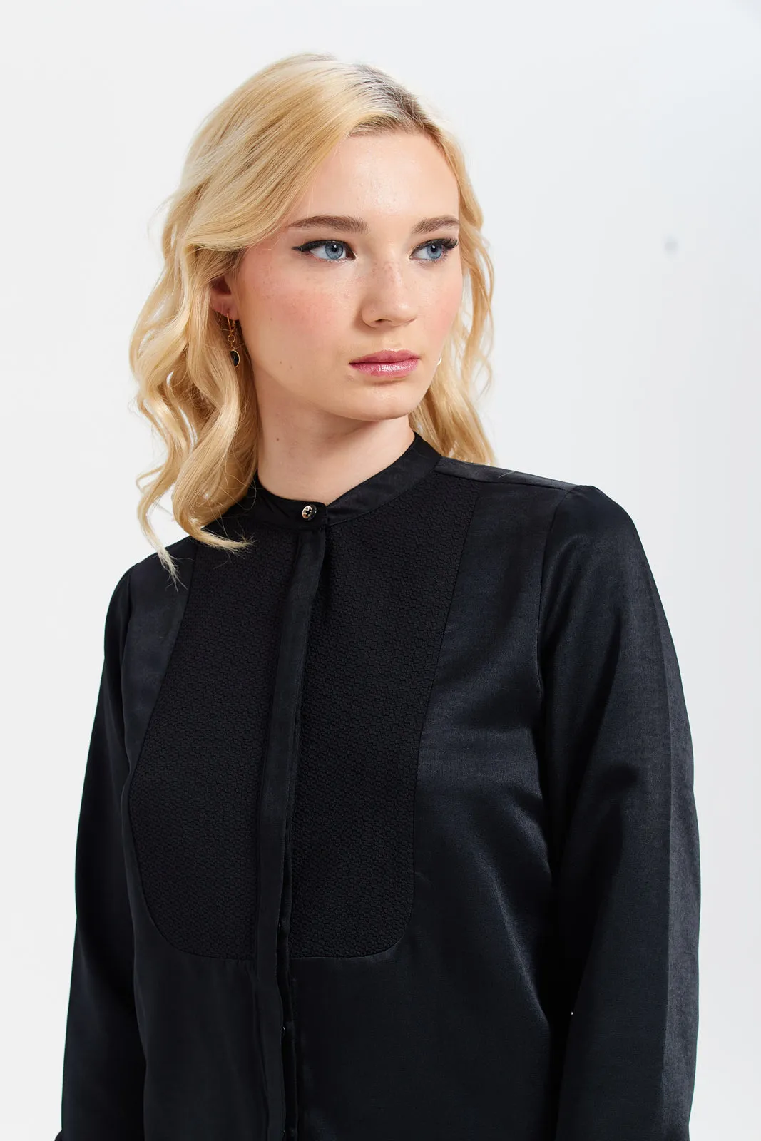 Women Black Bib- Front Shirt Blouse sold by Redtag product image thumbnail 4