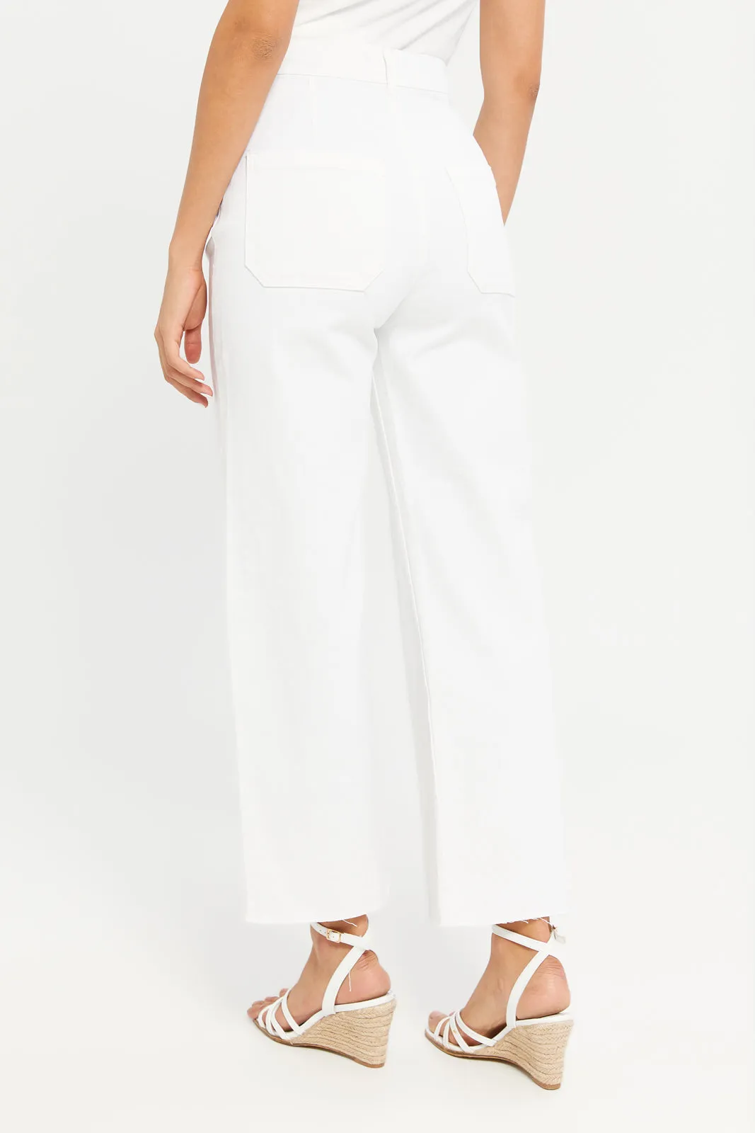 Women Plain White Wide Leg Jeans sold by Redtag product image thumbnail 3