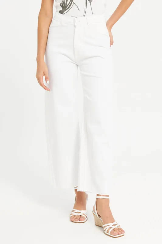 Women Plain White Wide Leg Jeans sold by Redtag