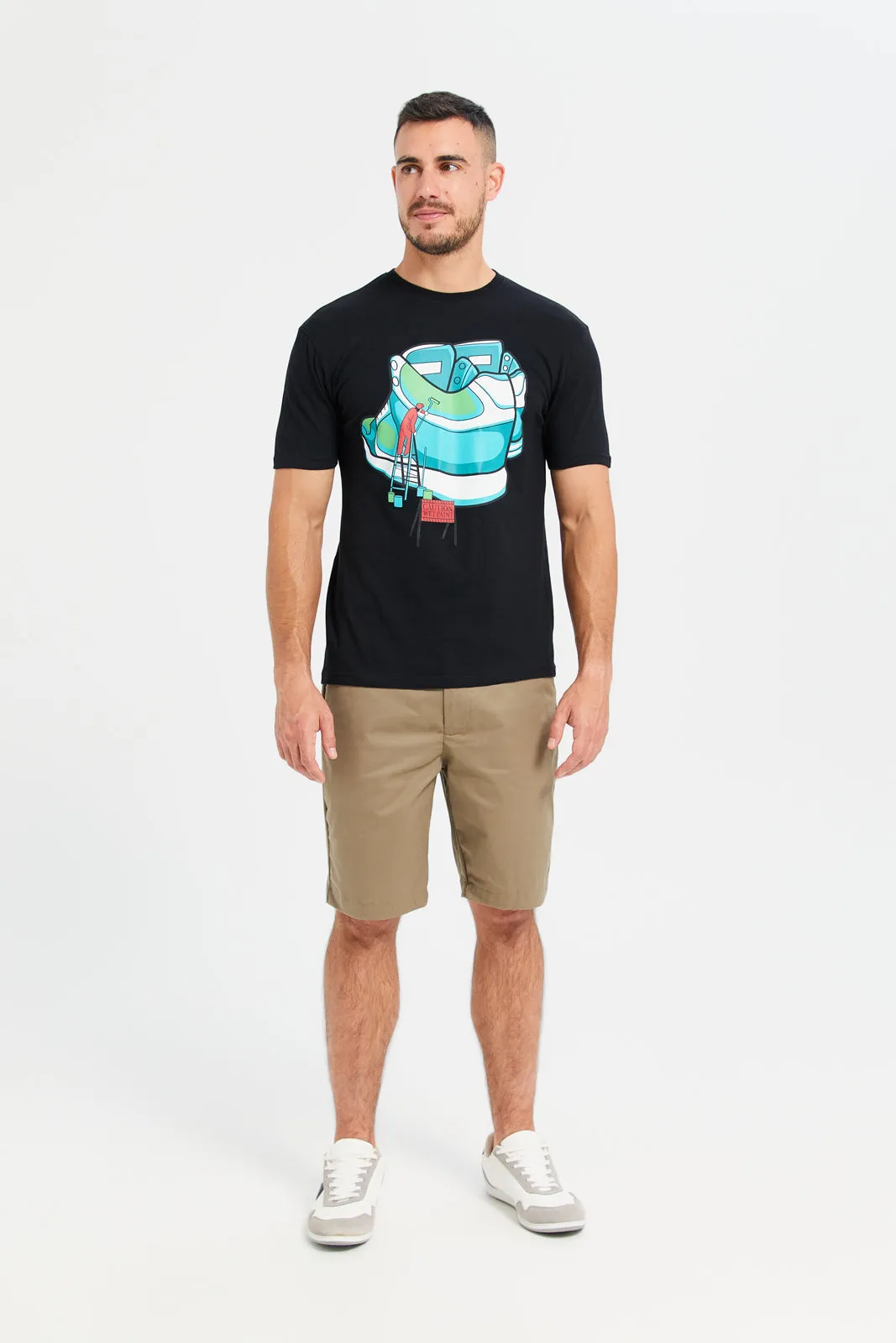 Men Black Printed T-Shirt sold by Redtag product image thumbnail 2