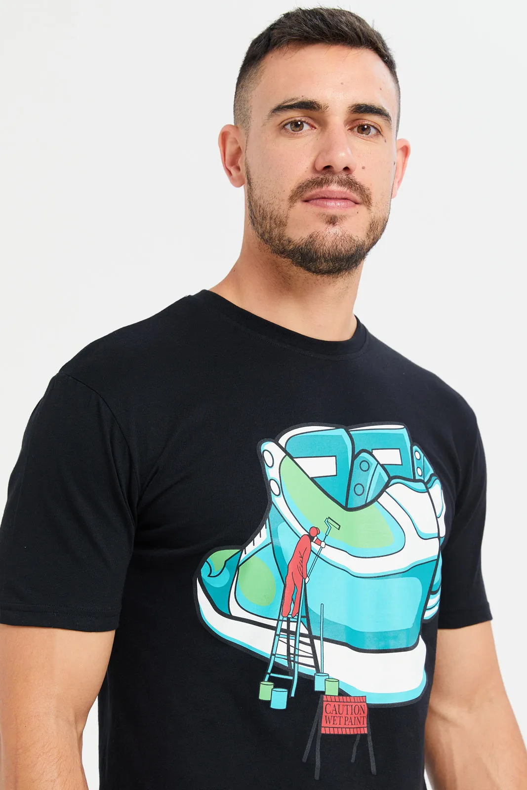 Men Black Printed T-Shirt sold by Redtag product image thumbnail 4