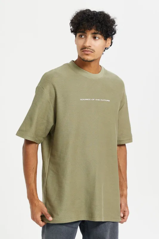 Men Green Printed Oversized T-Shirt sold by Redtag
