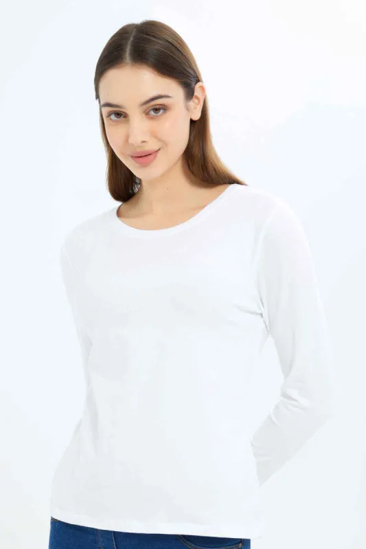 White Long Sleeve Crew Neck T-Shirt sold by Redtag