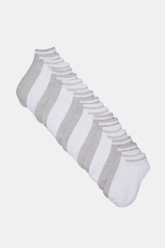 Women White And Grey Ankle Box Socks (10 Pairs) sold by Redtag