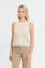 Women Cream Crochet Front Lined Jersey Top sold by Redtag