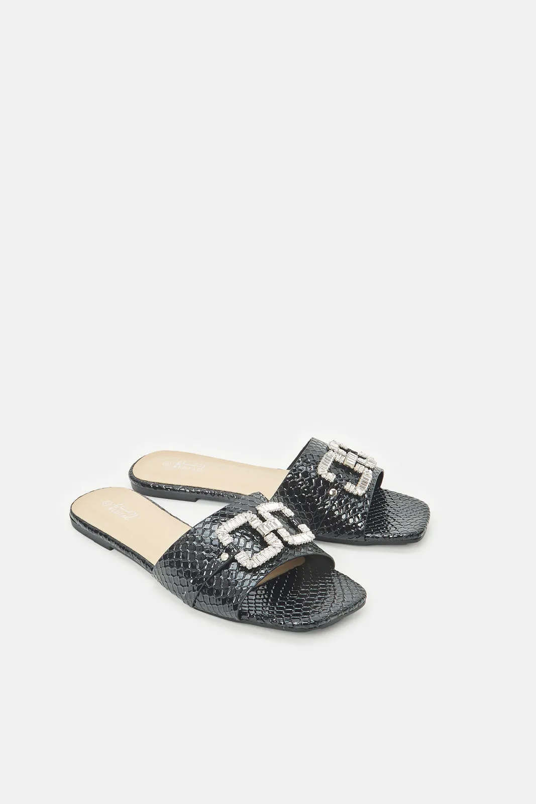 Women Black Croc Patent Mule sold by Redtag product image thumbnail 2