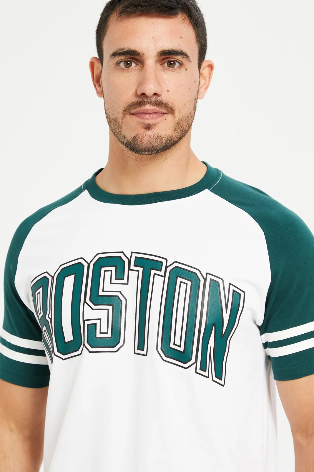 Men White Boston Print Active T-Shirt sold by Redtag product image thumbnail 4