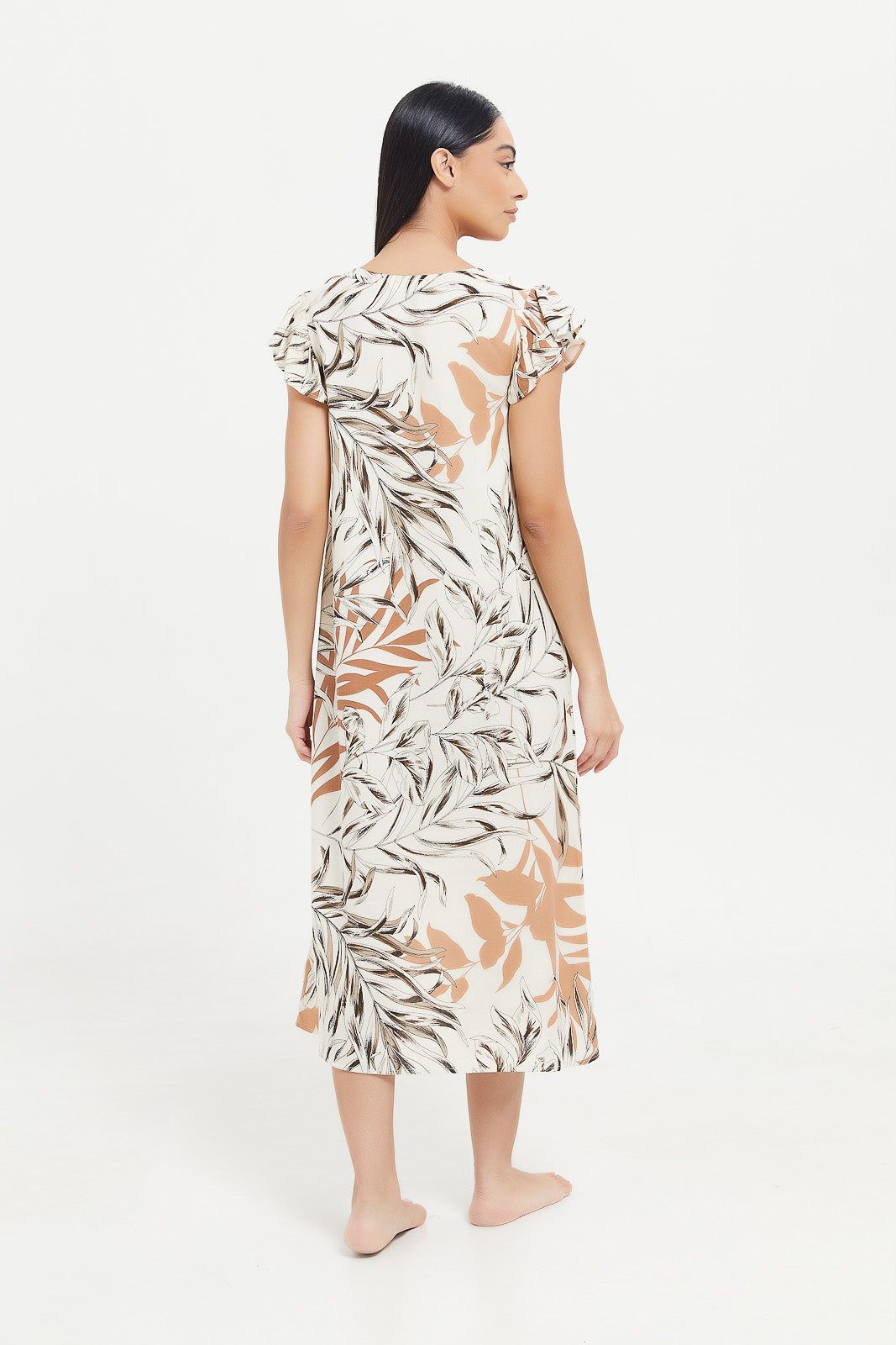 Women Ivory Printed Cap Sleeves Nightgown sold by Redtag product image thumbnail 2