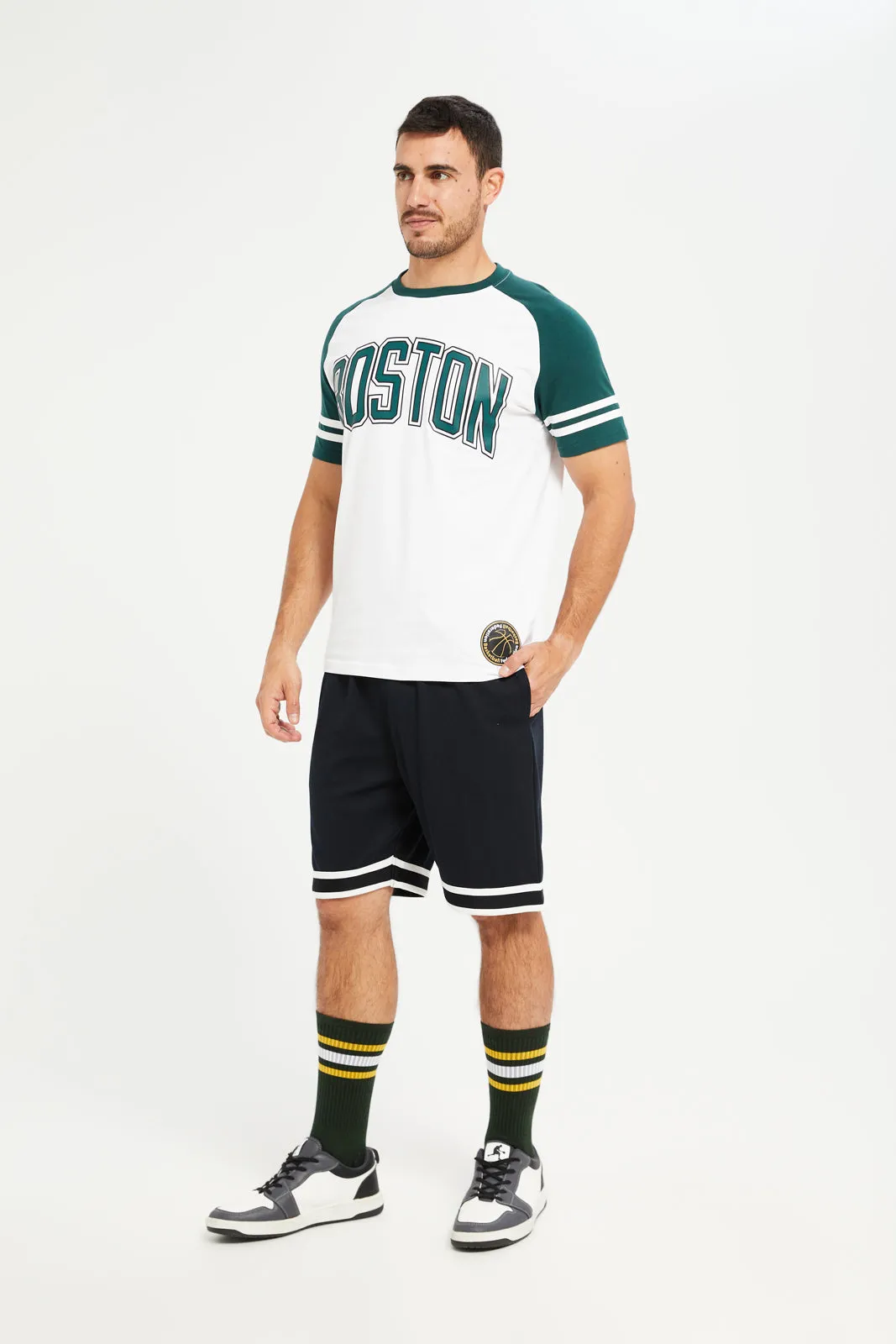Men White Boston Print Active T-Shirt sold by Redtag product image thumbnail 2
